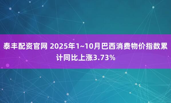 泰丰配资官网 2025年1~10月巴西消费物价指数累计同比上涨3.73%