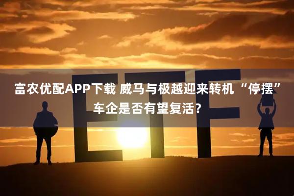 富农优配APP下载 威马与极越迎来转机 “停摆”车企是否有望复活？