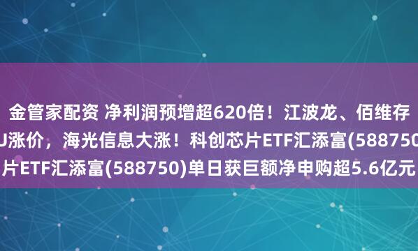 金管家配资 净利润预增超620倍！江波龙、佰维存储开盘大涨！全球CPU涨价，海光信息大涨！科创芯片ETF汇添富(588750)单日获巨额净申购超5.6亿元